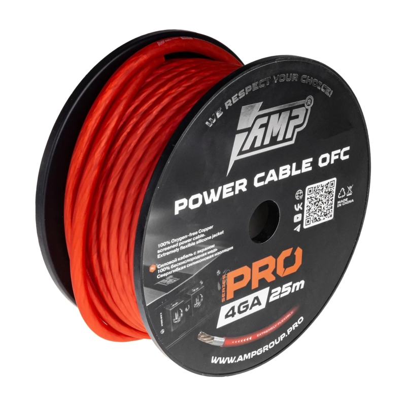 Кабель силовой AMP AMP PRO 4Ga OFC красный